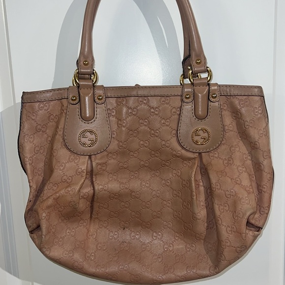 Gucci Guccissima Scarlett Bag GG Monogram Leather Neutral Blush Nude Pink Purse - Picture 4 of 17
